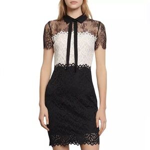 Sandro Black and White Lace Mini Dress